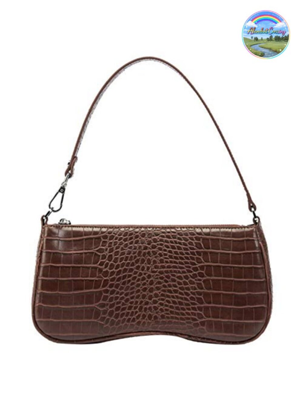 Vegan Leather Shoulder Handbag Zip Closure Sling Bag